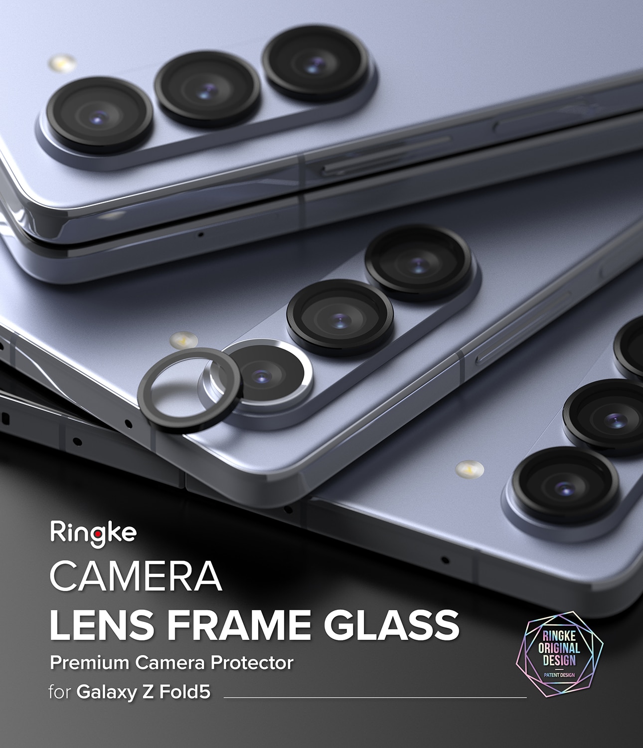 Camera Lens Frame Glass Samsung Galaxy Z Fold 5 Musta