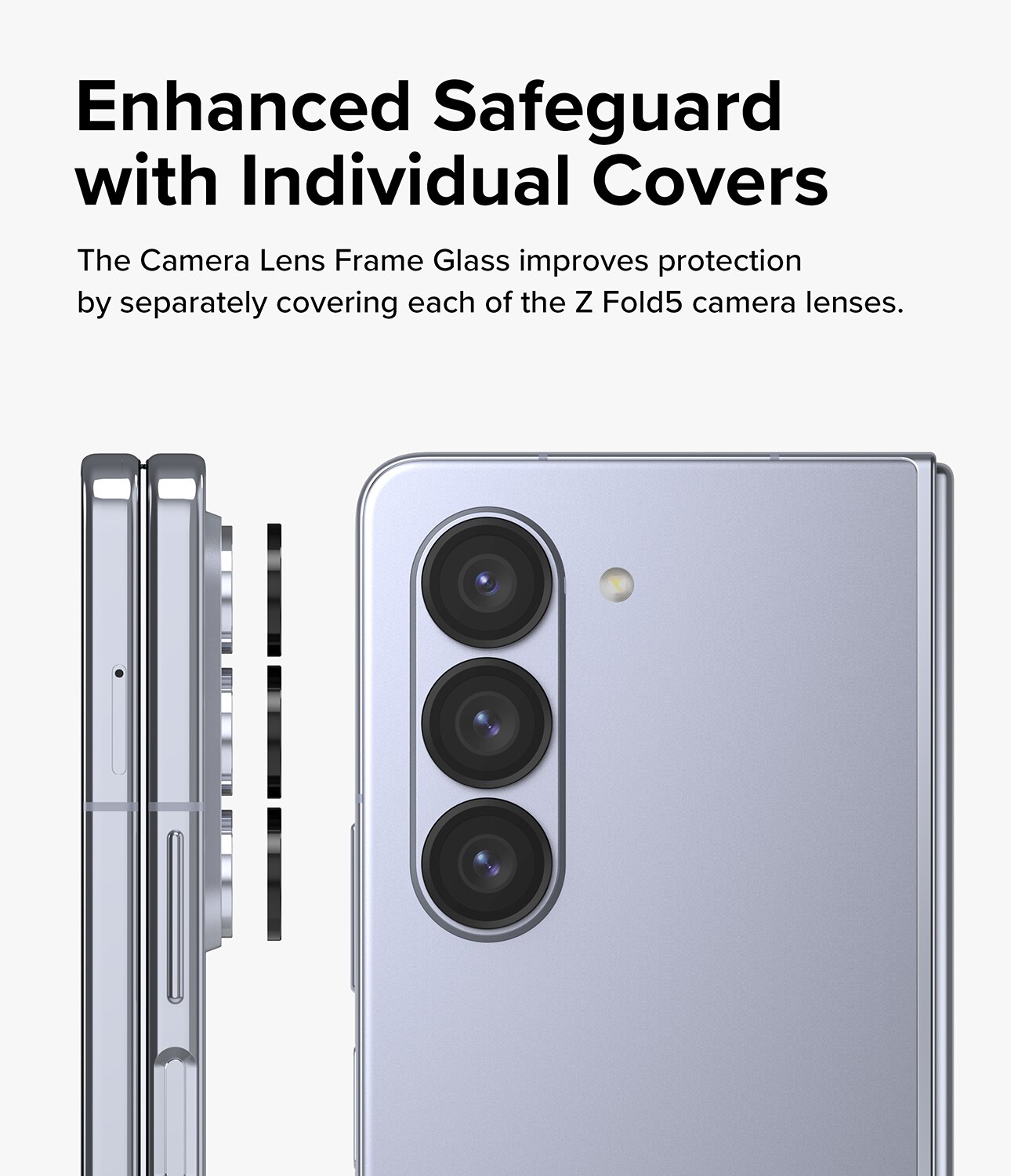 Camera Lens Frame Glass Samsung Galaxy Z Fold 5 Musta