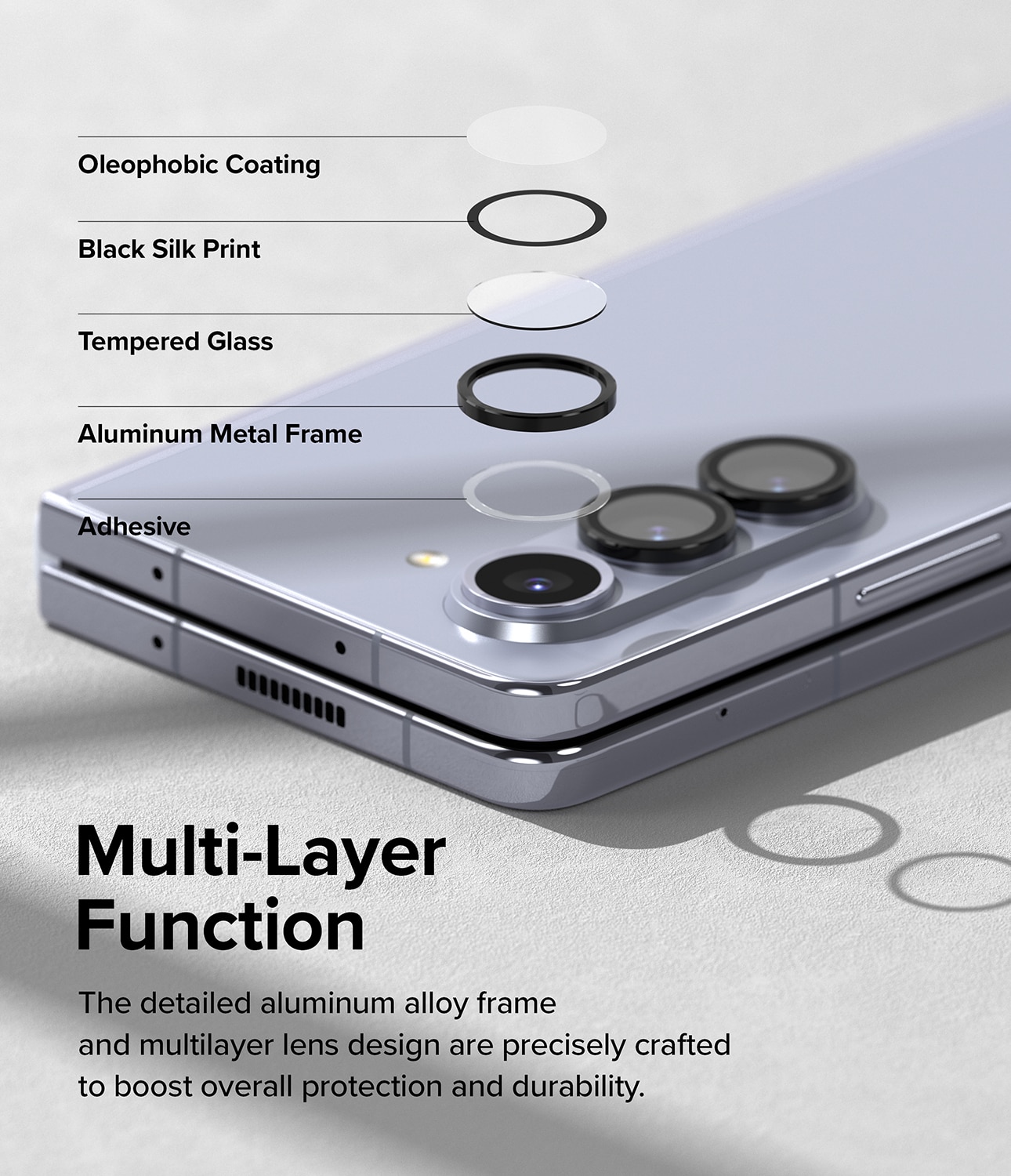 Camera Lens Frame Glass Samsung Galaxy Z Fold 5 Musta