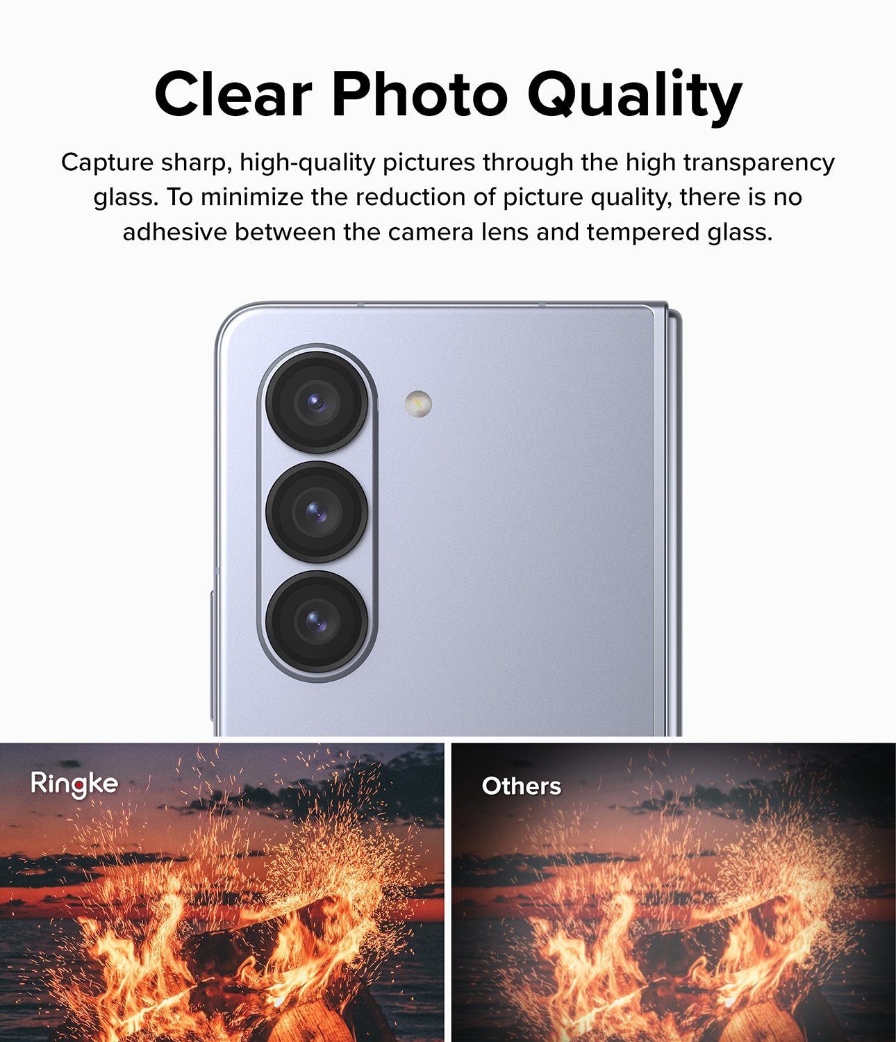 Camera Lens Frame Glass Samsung Galaxy Z Fold 5 Musta