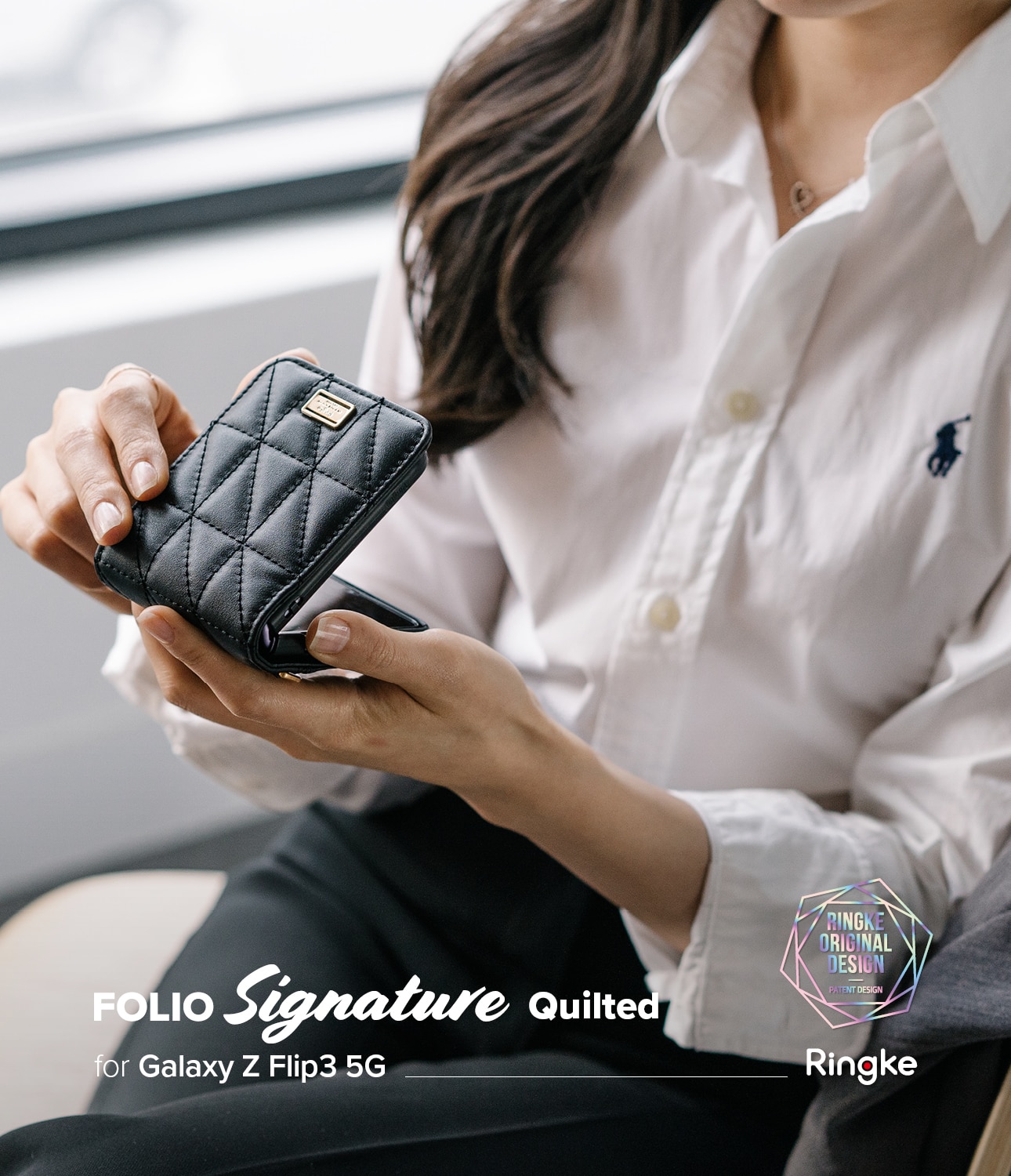 Folio Signature Quilted Samsung Galaxy Z Flip 3 Black