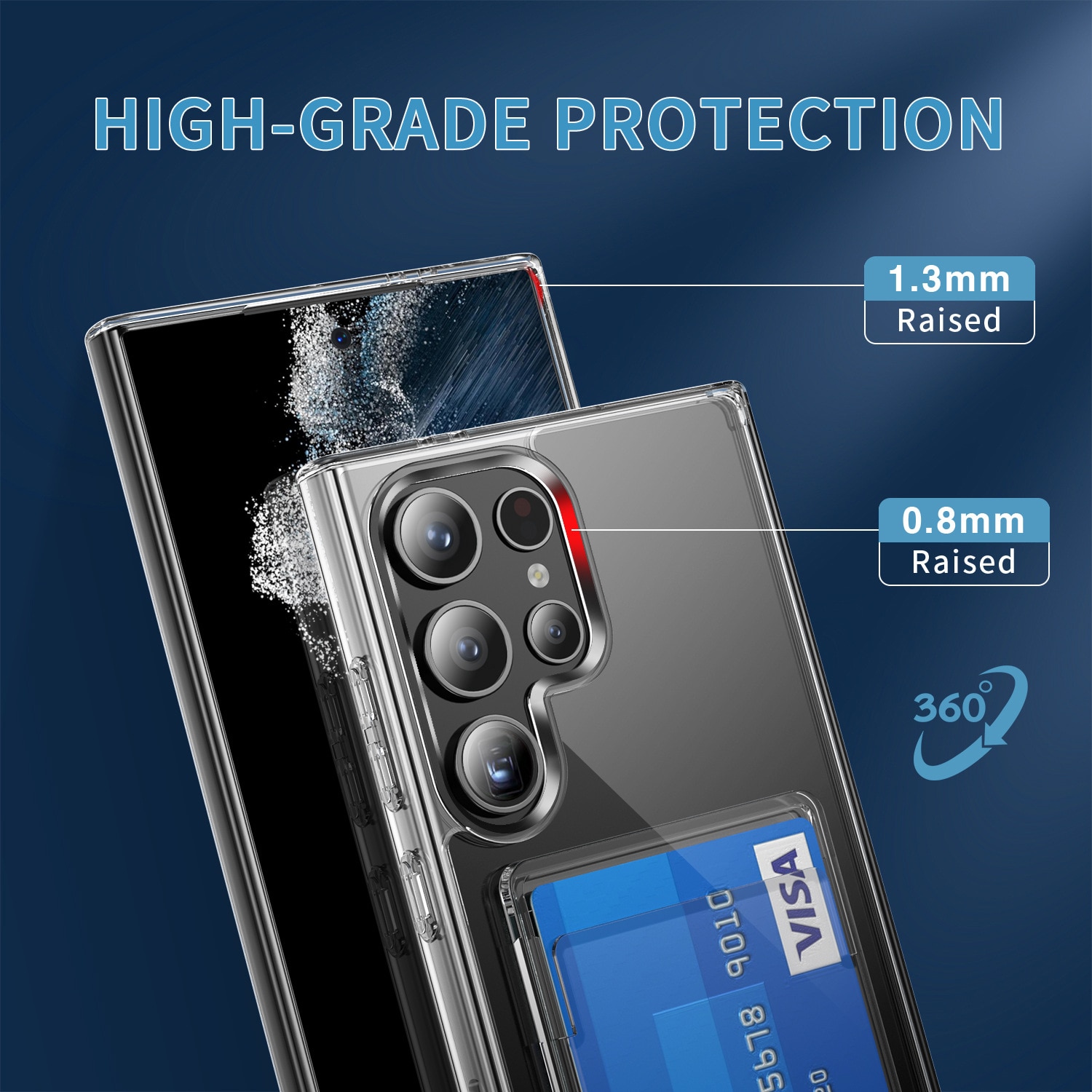 Hybridikuori Korttitaskulla Samsung Galaxy S24 Ultra läpinäkyvä