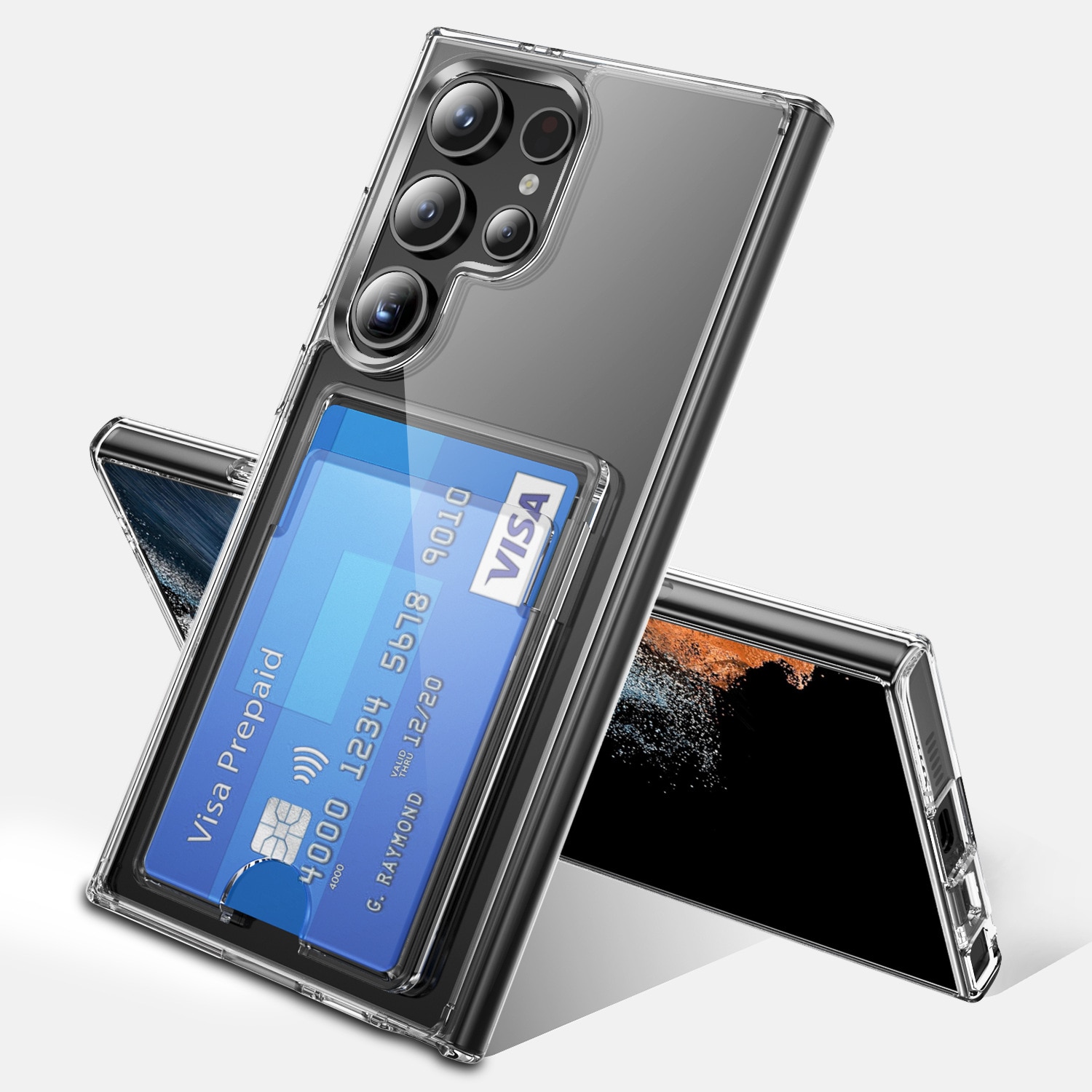 Hybridikuori Korttitaskulla Samsung Galaxy S24 Ultra läpinäkyvä
