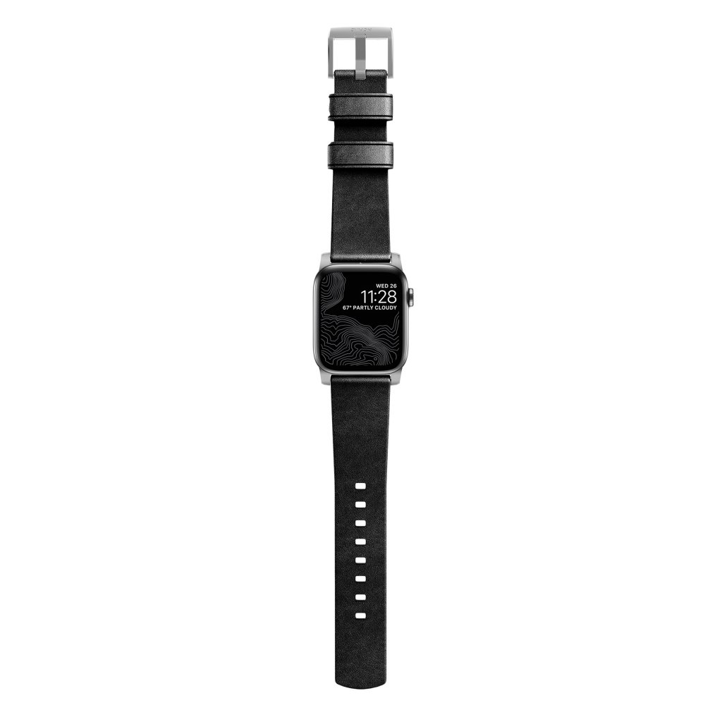 Apple Watch Ultra 49mm Modern Band Horween Leather Black (Silver Hardware)