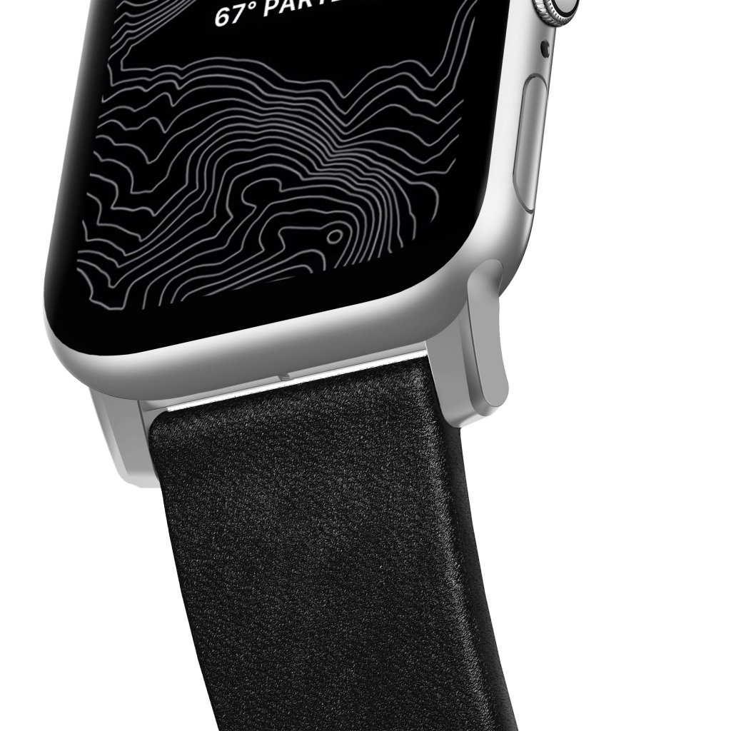 Apple Watch 45mm Series 8 Modern Band Horween Leather Black (Silver Hardware)