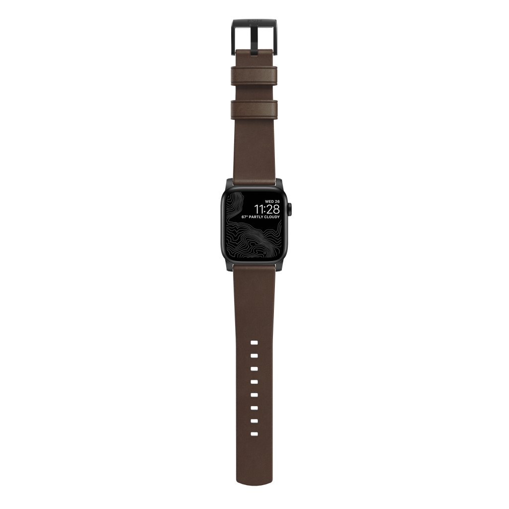 Apple Watch Ultra 49mm Modern Band Horween Leather Rustic Brown (Black Hardware)