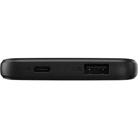 Powerbank 5000 mAh USB-A + USB-C musta