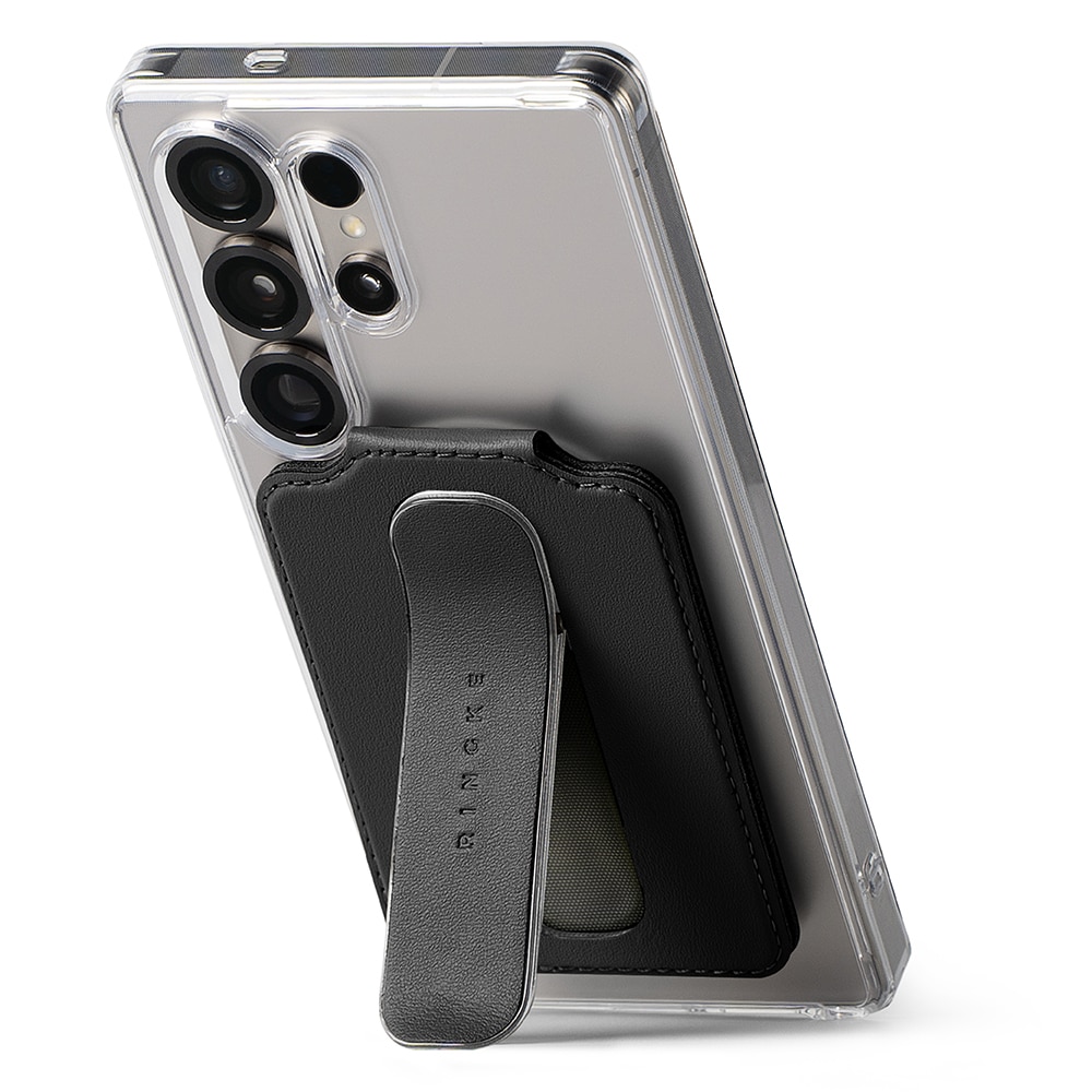 Samsung Galaxy Card Holder Slide Grip Magnetic Edge Musta