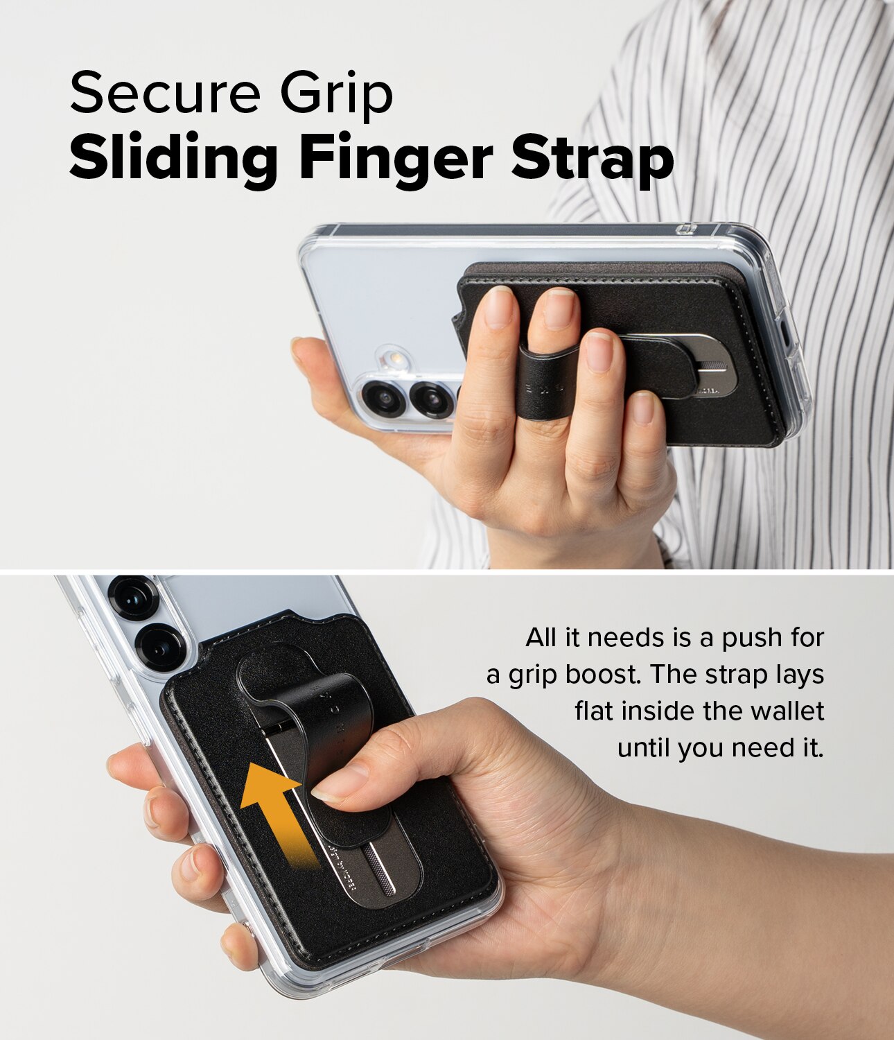 Samsung Galaxy Card Holder Slide Grip Magnetic Edge Musta