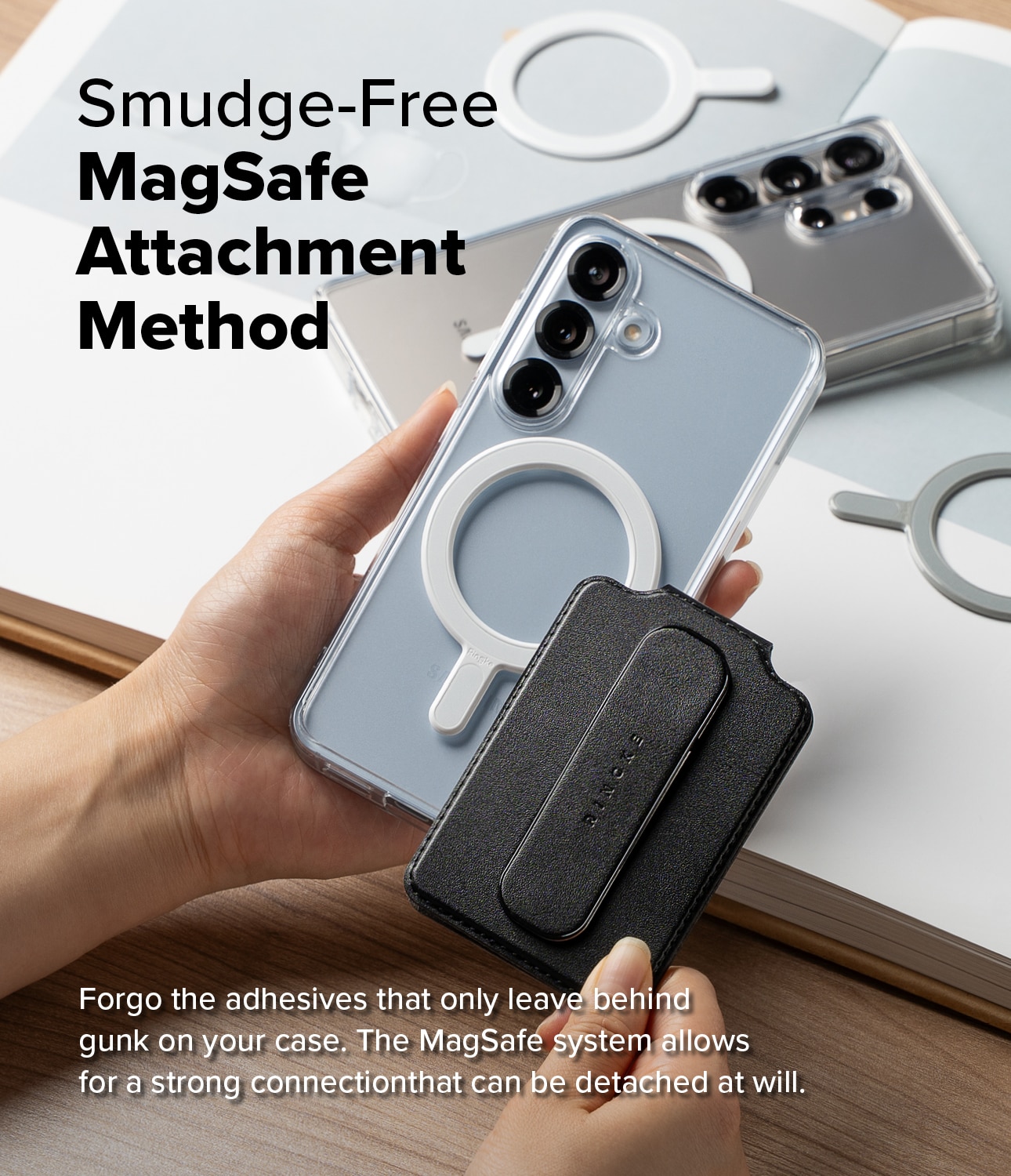 Samsung Galaxy Card Holder Slide Grip Magnetic Edge Musta
