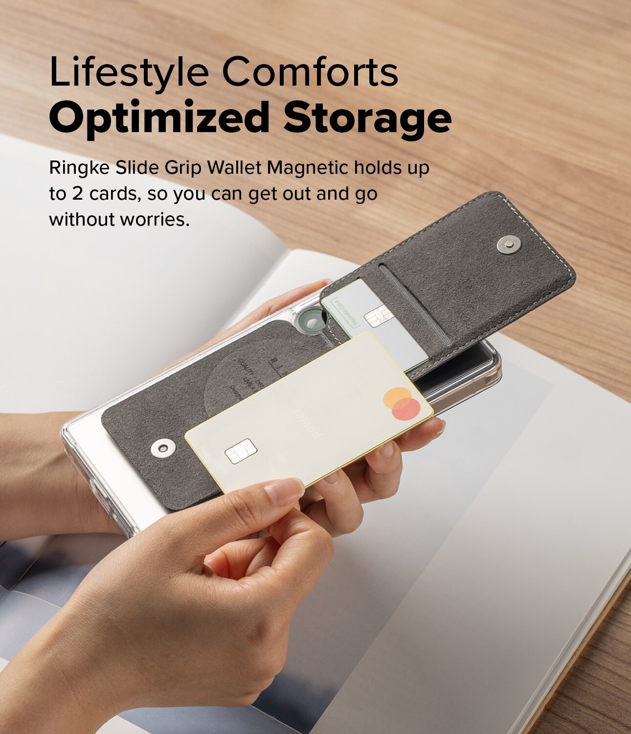 Samsung Galaxy Card Holder Slide Grip Magnetic Edge Musta
