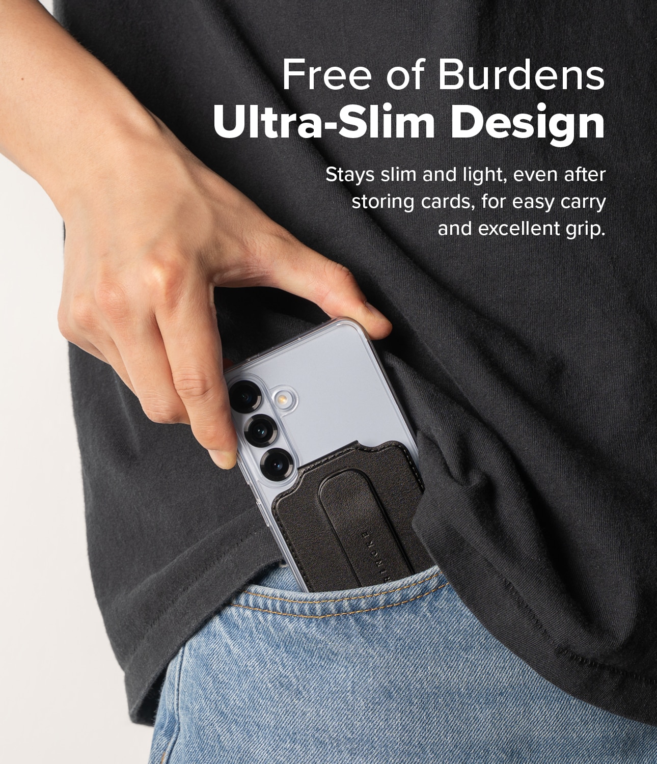 Samsung Galaxy Card Holder Slide Grip Magnetic Edge Musta