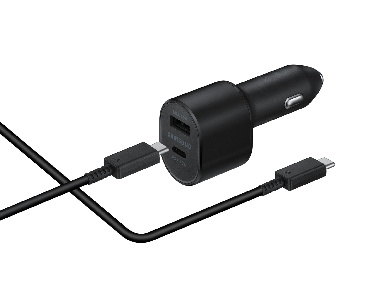 Super Fast Dual Car Charger USB-C + USB-A  (45W+15W) musta