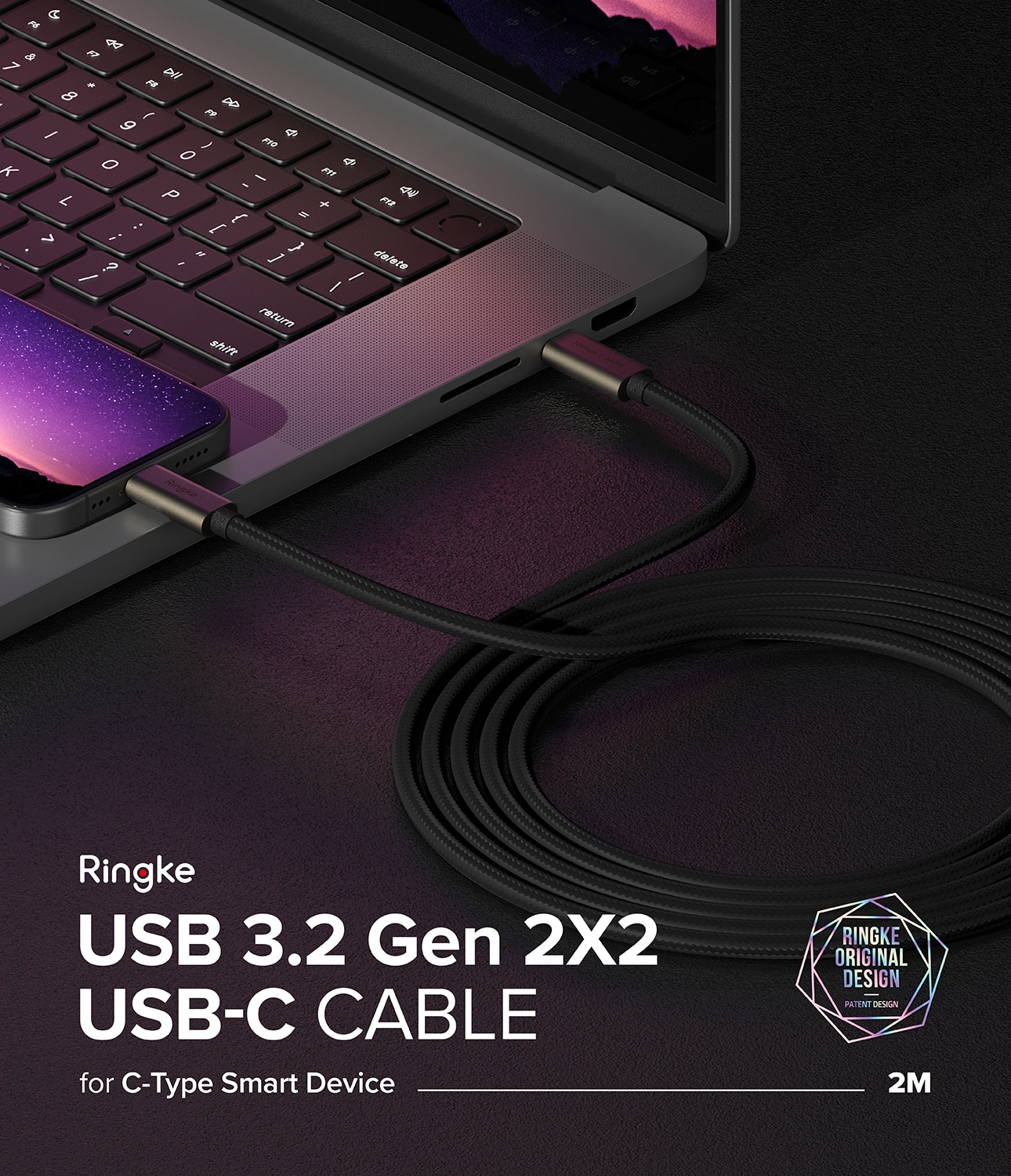 USB-C -> USB-C 3.2 Gen 2x2 Kaapeli 2m musta