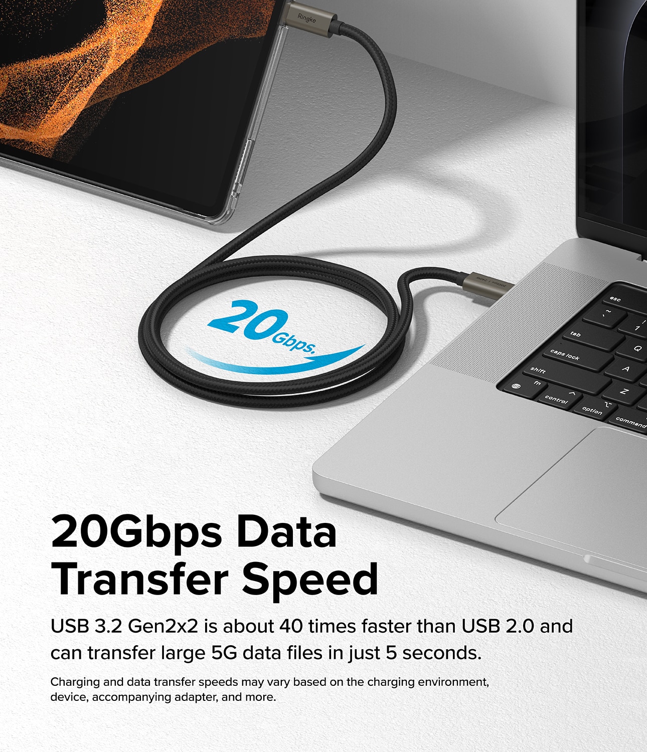 USB-C -> USB-C 3.2 Gen 2x2 Kaapeli 2m musta