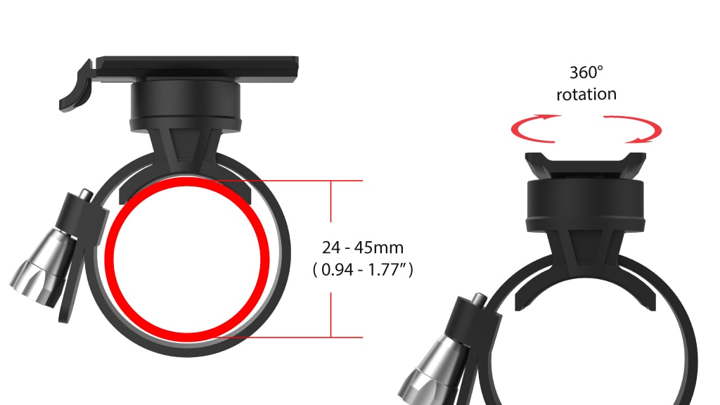 X22K Smartphone Universal Bar/Bike Mount musta