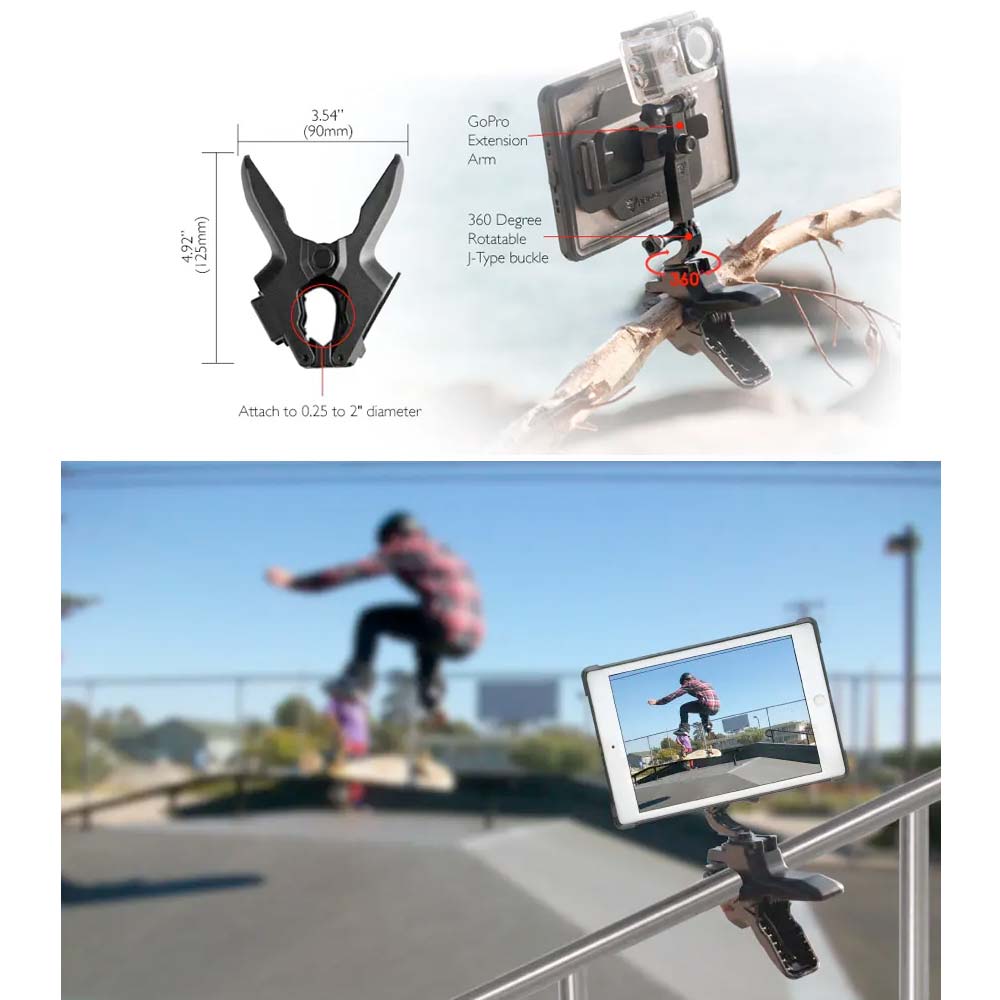 X29T Tablet Jaws Clamp Mount musta