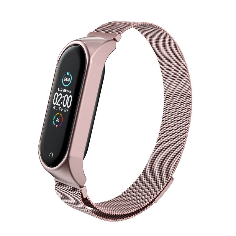 Ranneke Milanese Xiaomi Mi Band 3/4 vaaleanpunainen kulta