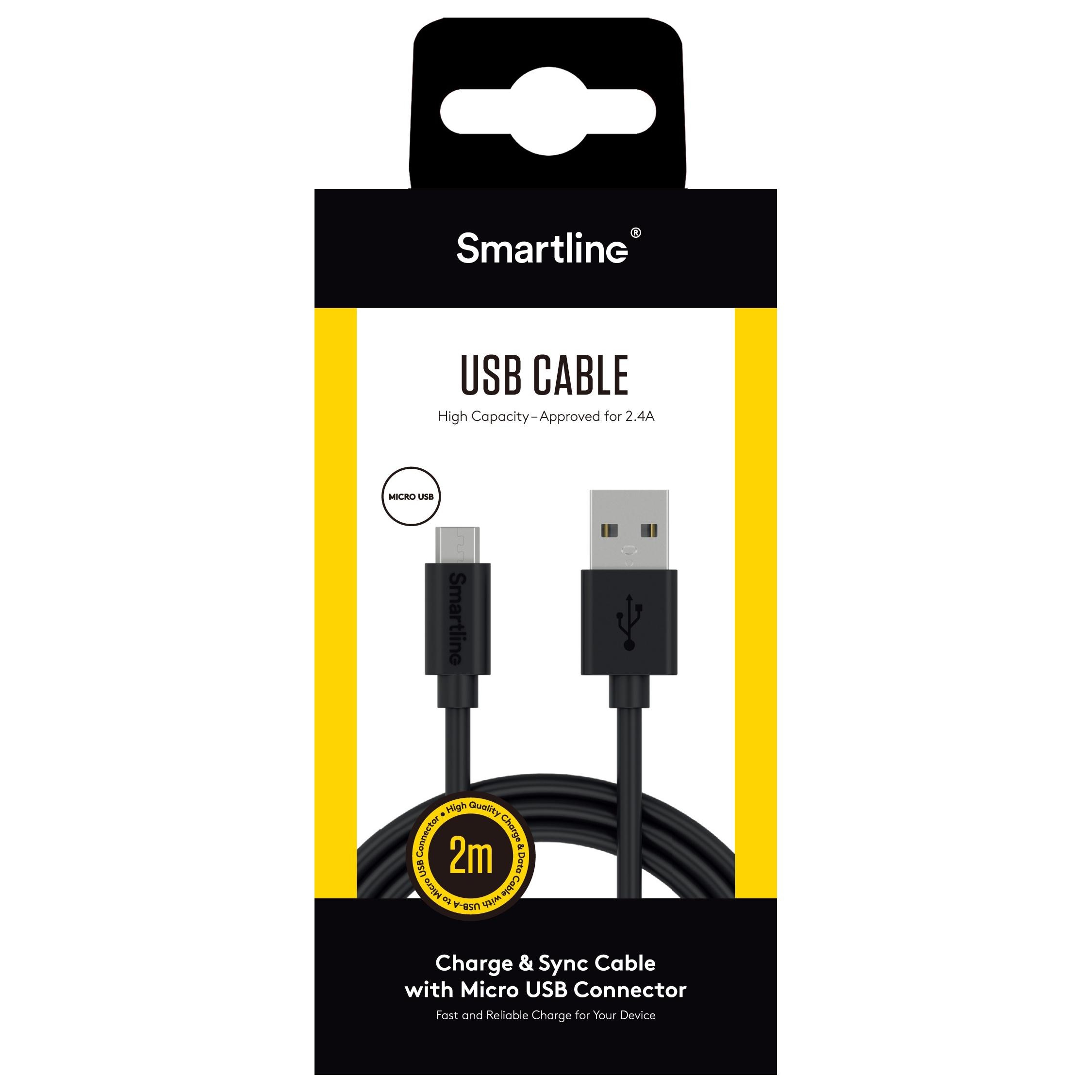 USB Cable MicroUSB 2m musta