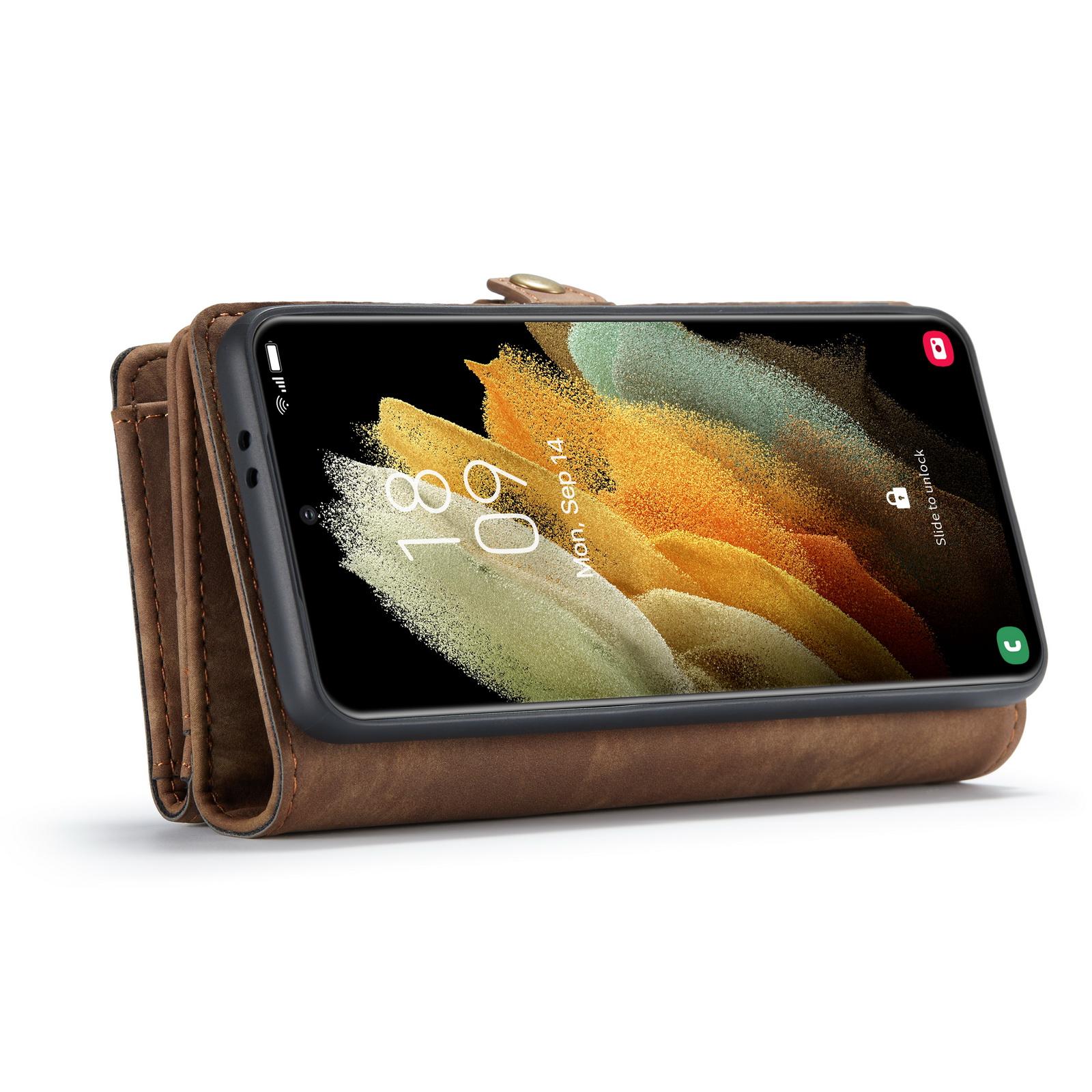 Multi-slot Suojakotelo Samsung Galaxy S21 Plus Ruskea