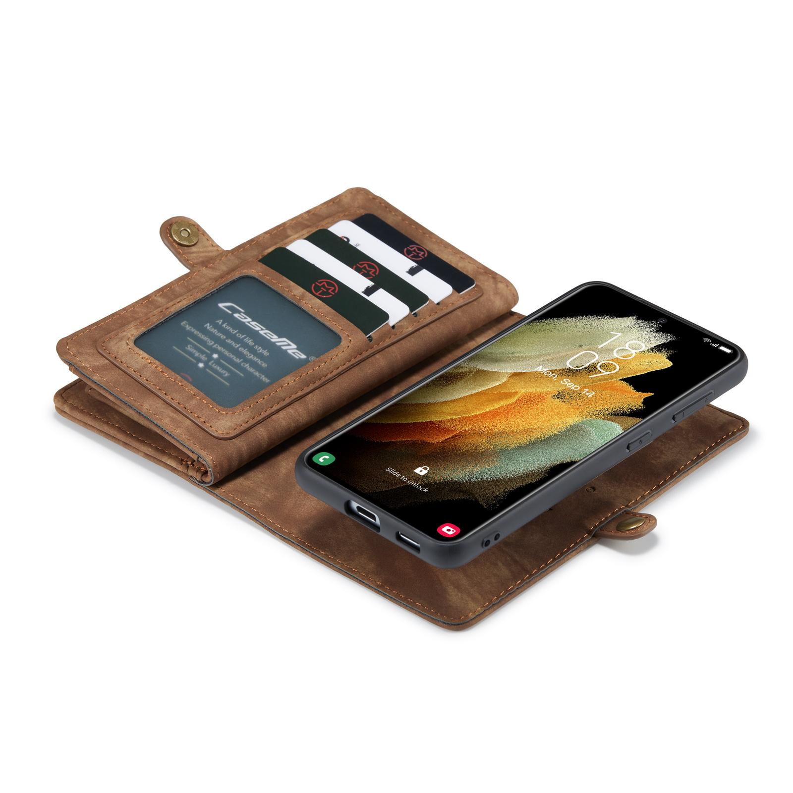 Multi-slot Suojakotelo Samsung Galaxy S21 Plus Ruskea