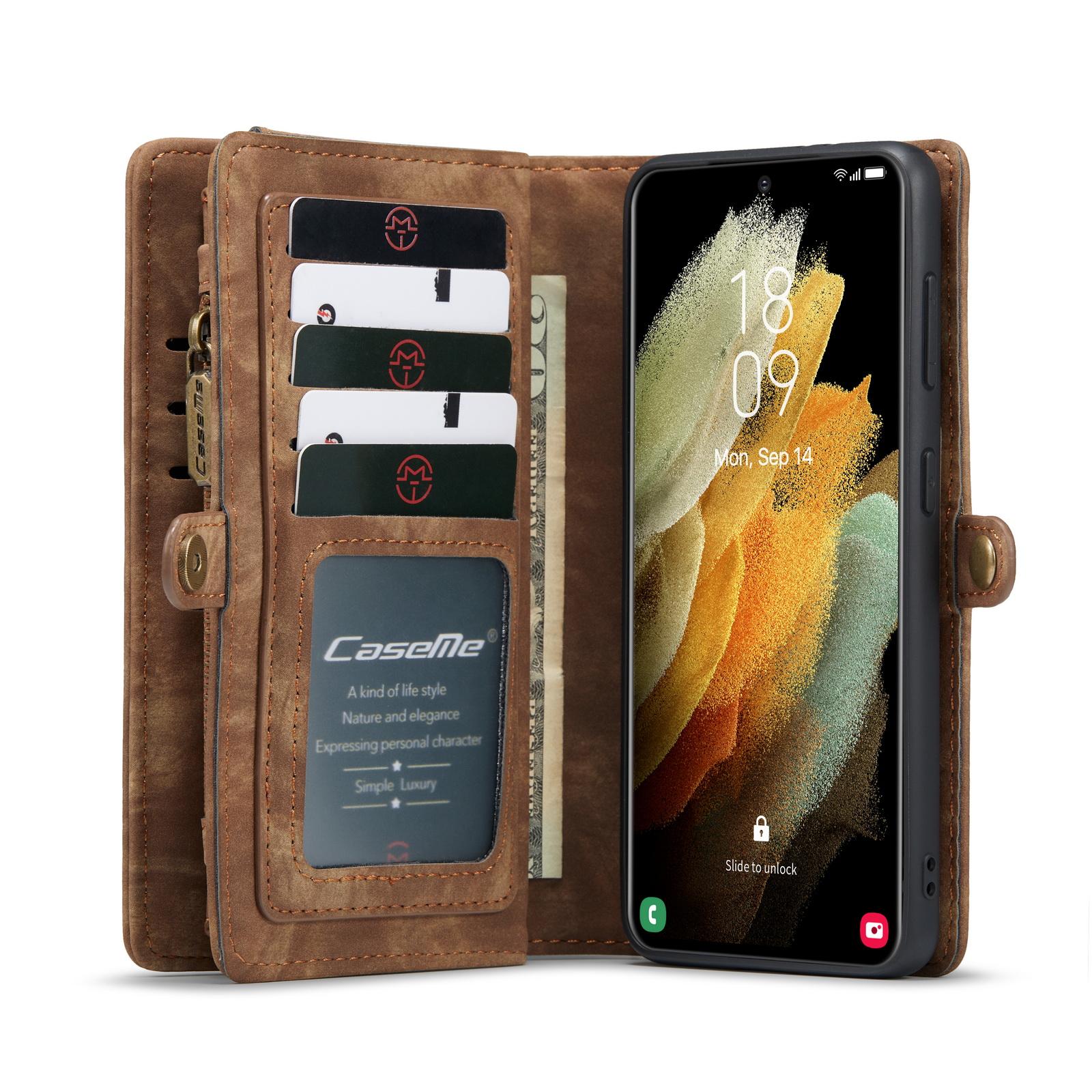 Multi-slot Suojakotelo Samsung Galaxy S21 Plus Ruskea