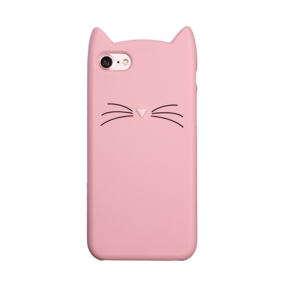 Silikonikuori Kissa iPhone 8 vaaleanpunainen