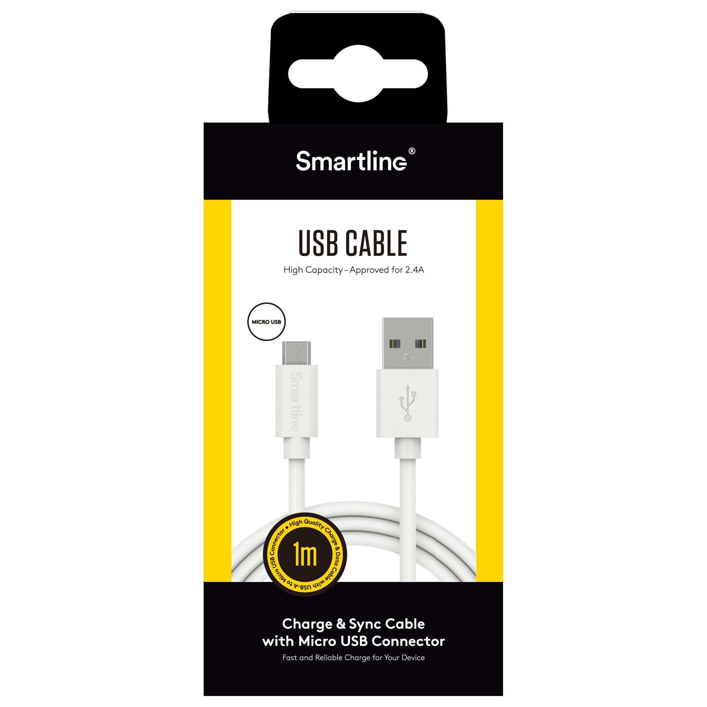 USB Cable MicroUSB 1m valkoinen
