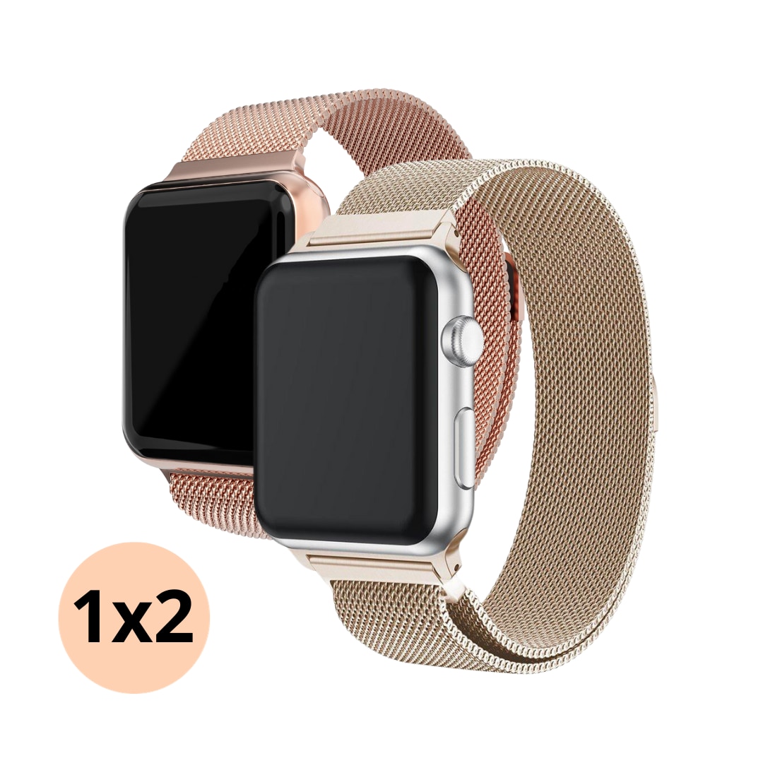 Apple Watch 44mm Setti Ranneke Milanese Loop samppanja kulta & ruusukulta