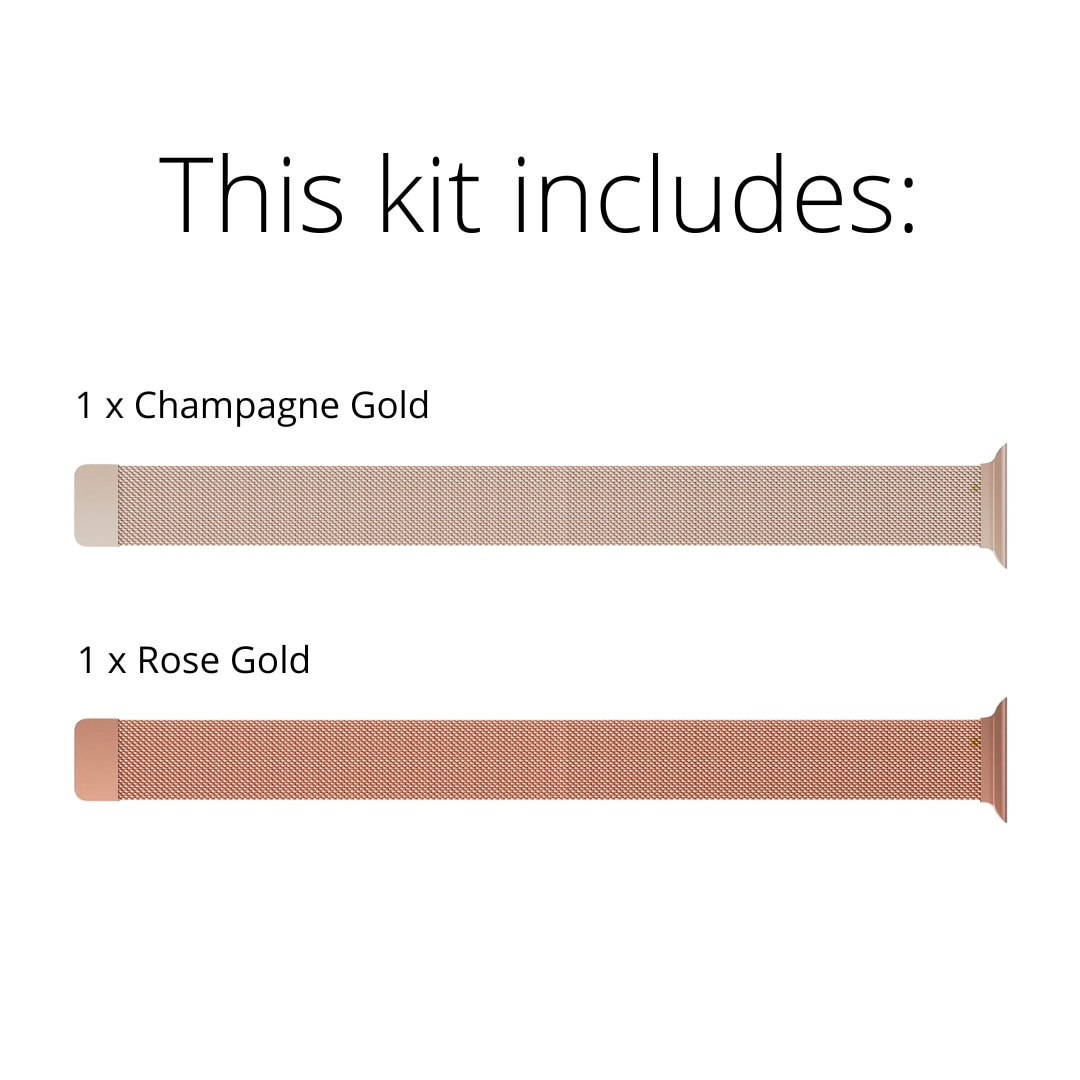 Apple Watch 38mm Setti Ranneke Milanese Loop samppanja kulta & ruusukulta