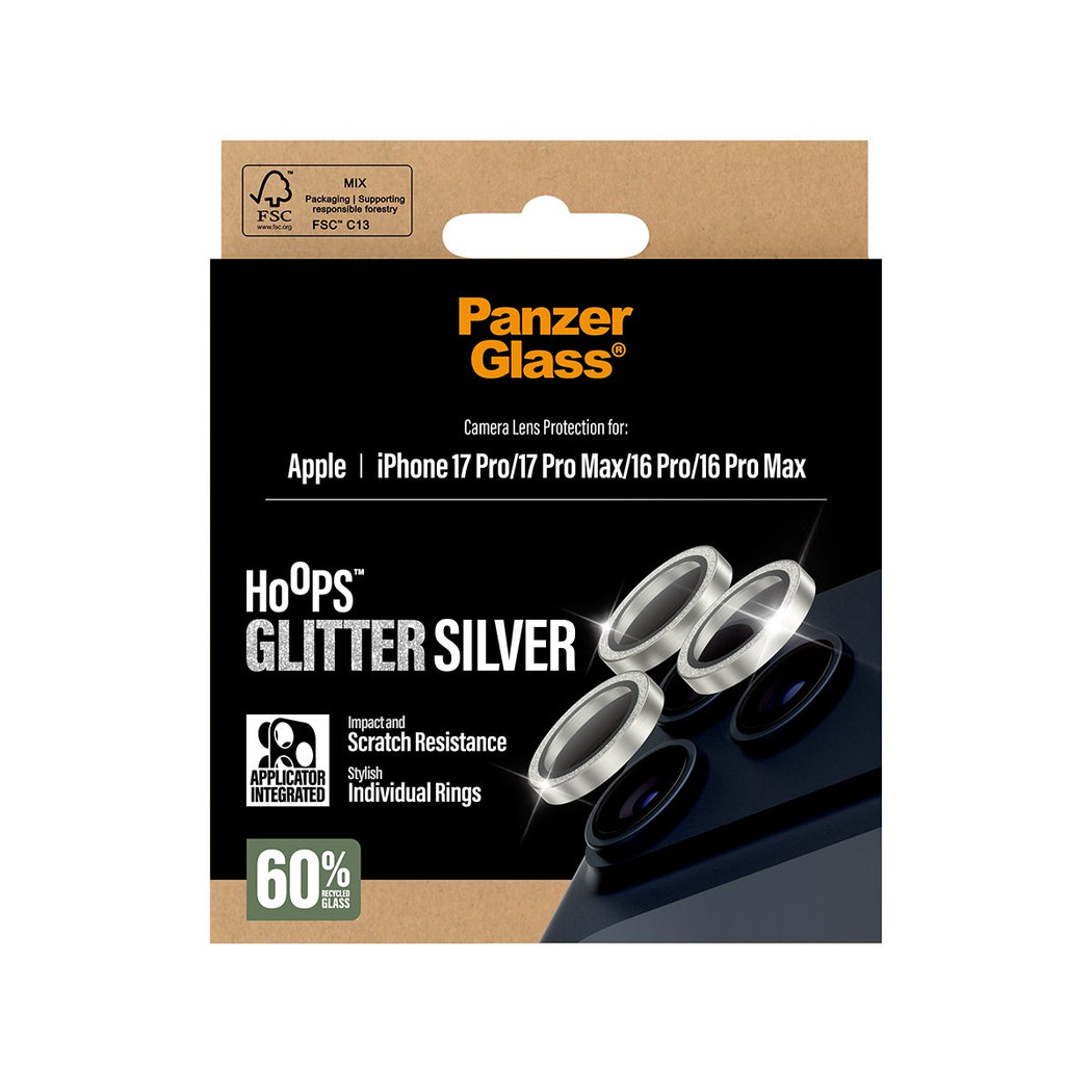 iPhone 17 Pro Max Hoops Camera Lens Protector Glitter Silver