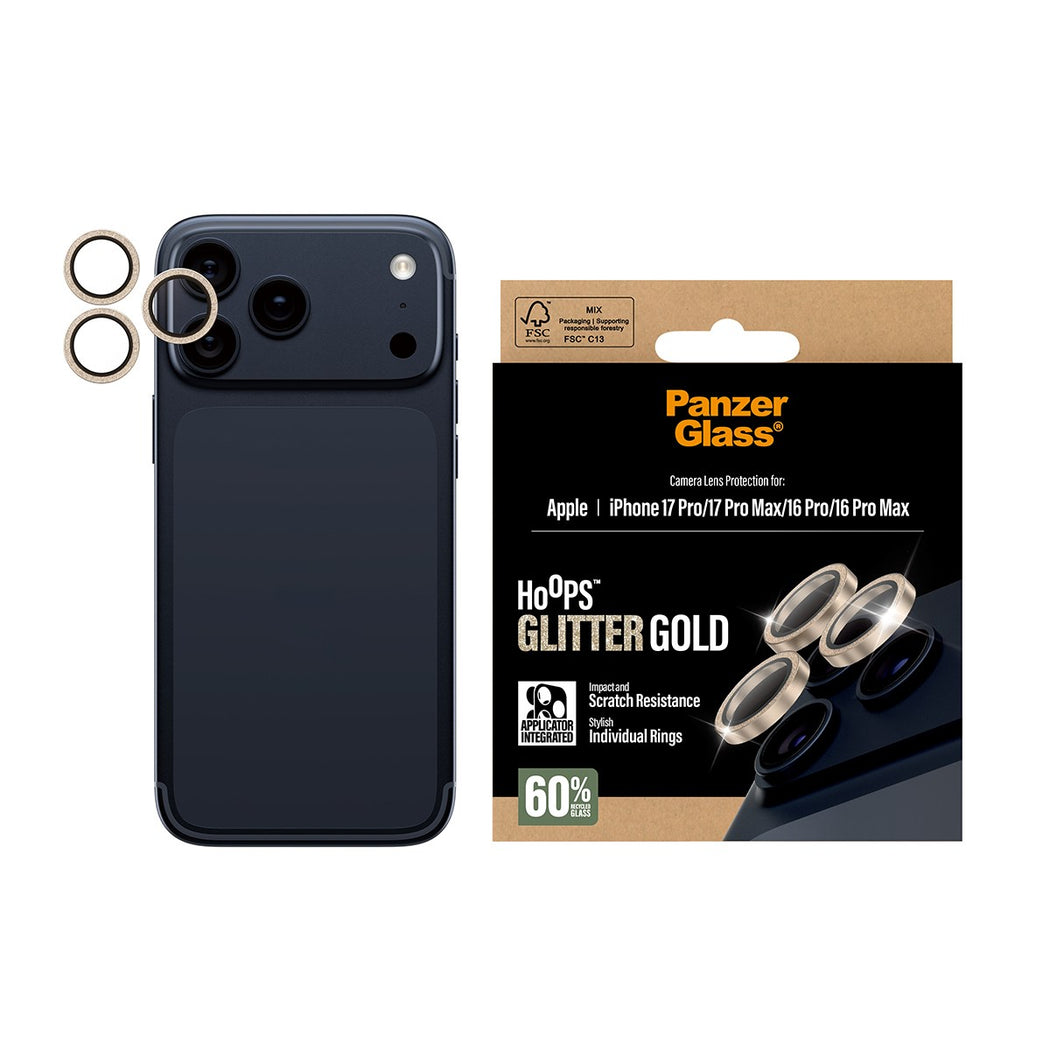 iPhone 17 Pro Max Hoops Camera Lens Protector Glitter Gold