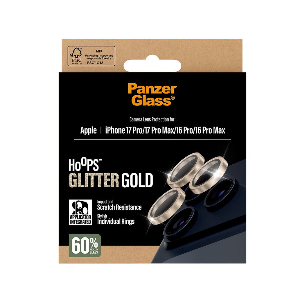 iPhone 17 Pro Max Hoops Camera Lens Protector Glitter Gold