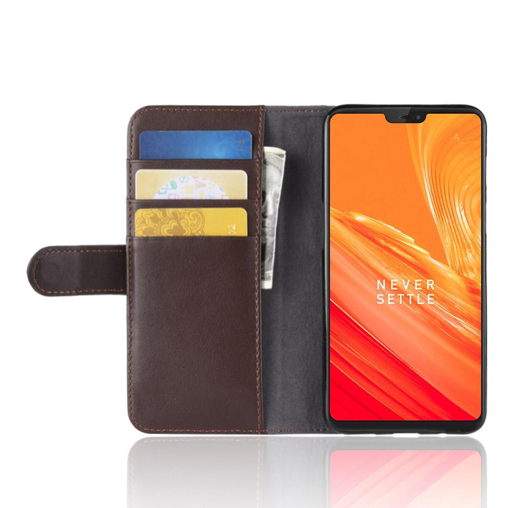 Aito Nahkakotelo OnePlus 6 ruskea