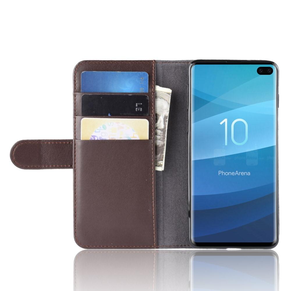 Aito Nahkakotelo Samsung Galaxy S10 Plus Ruskea