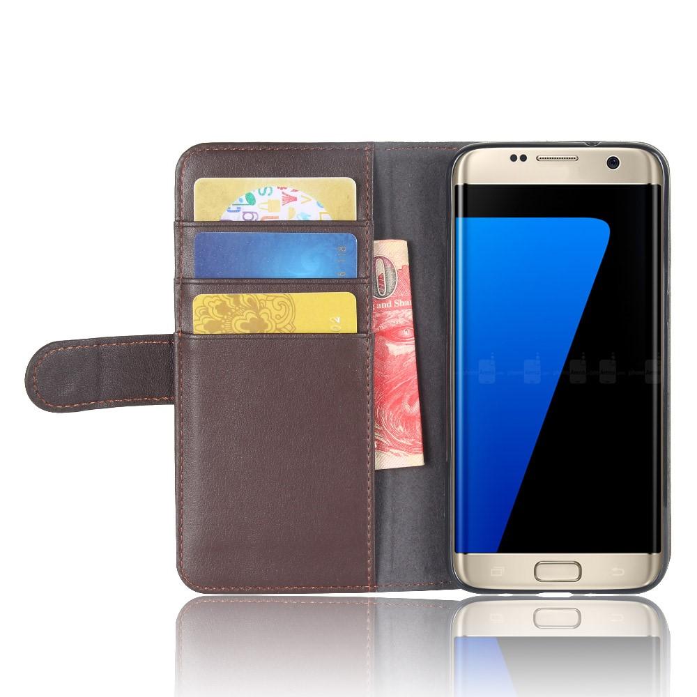 Aito Nahkakotelo Samsung Galaxy S7 Edge ruskea