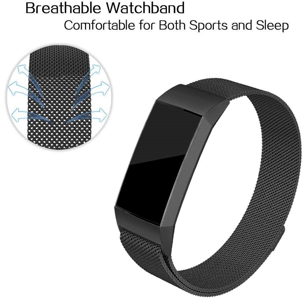 Ranneke Milanese Fitbit Charge 3/Charge 4 Musta