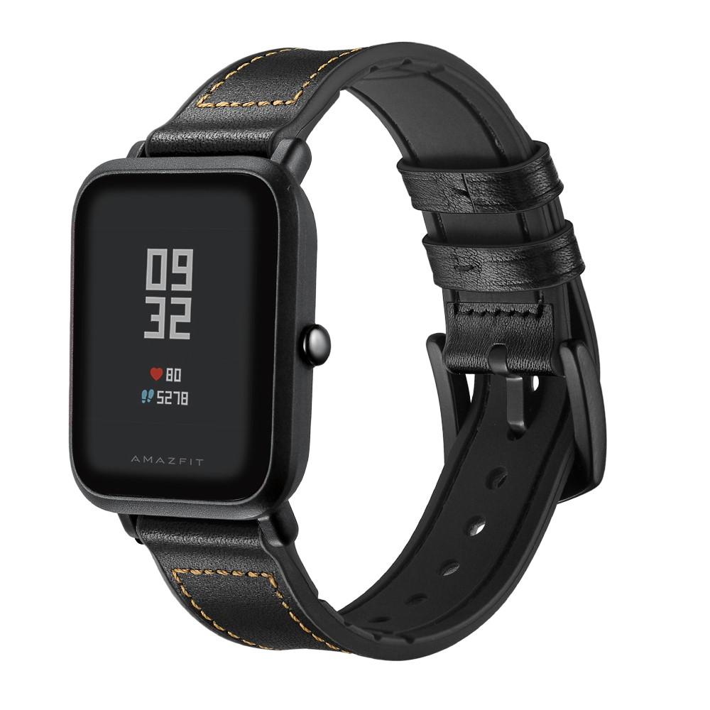 Premium Nahkaranneke Amazfit GTS musta