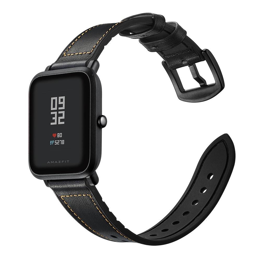 Premium Nahkaranneke Amazfit GTS musta