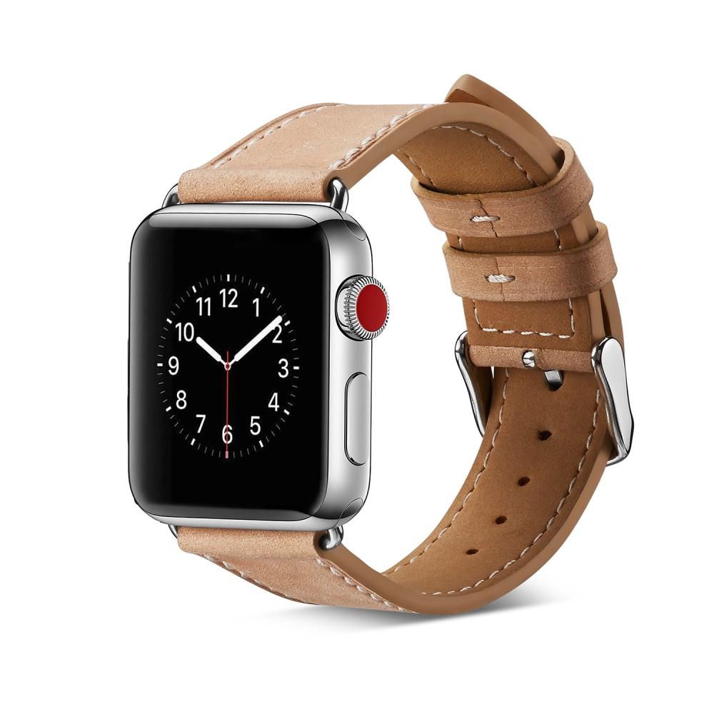 Nahkaranneke Apple Watch Series 8 45mm Beige