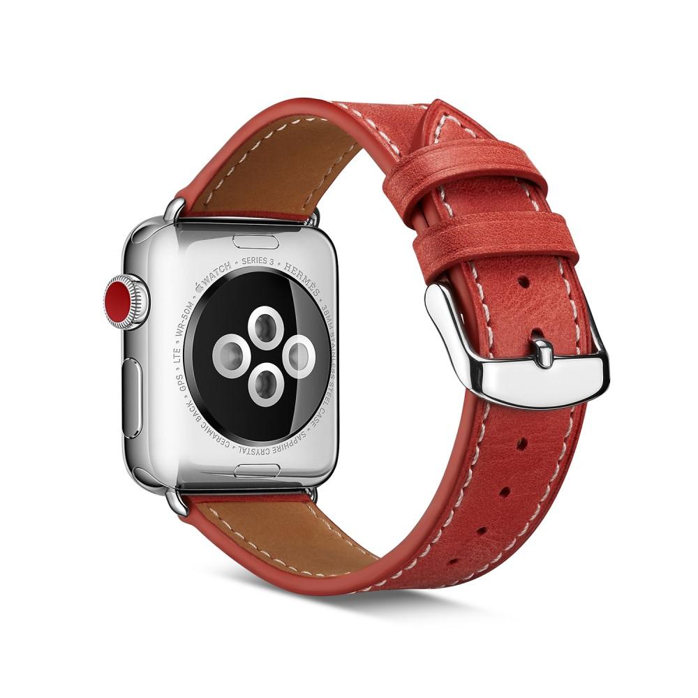 Nahkaranneke Apple Watch 42/44/45 mm punainen