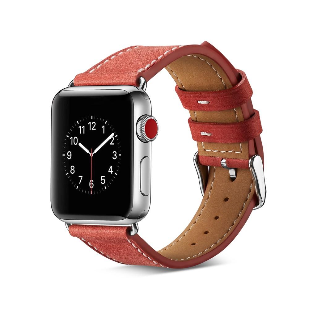 Nahkaranneke Apple Watch 42/44/45 mm punainen