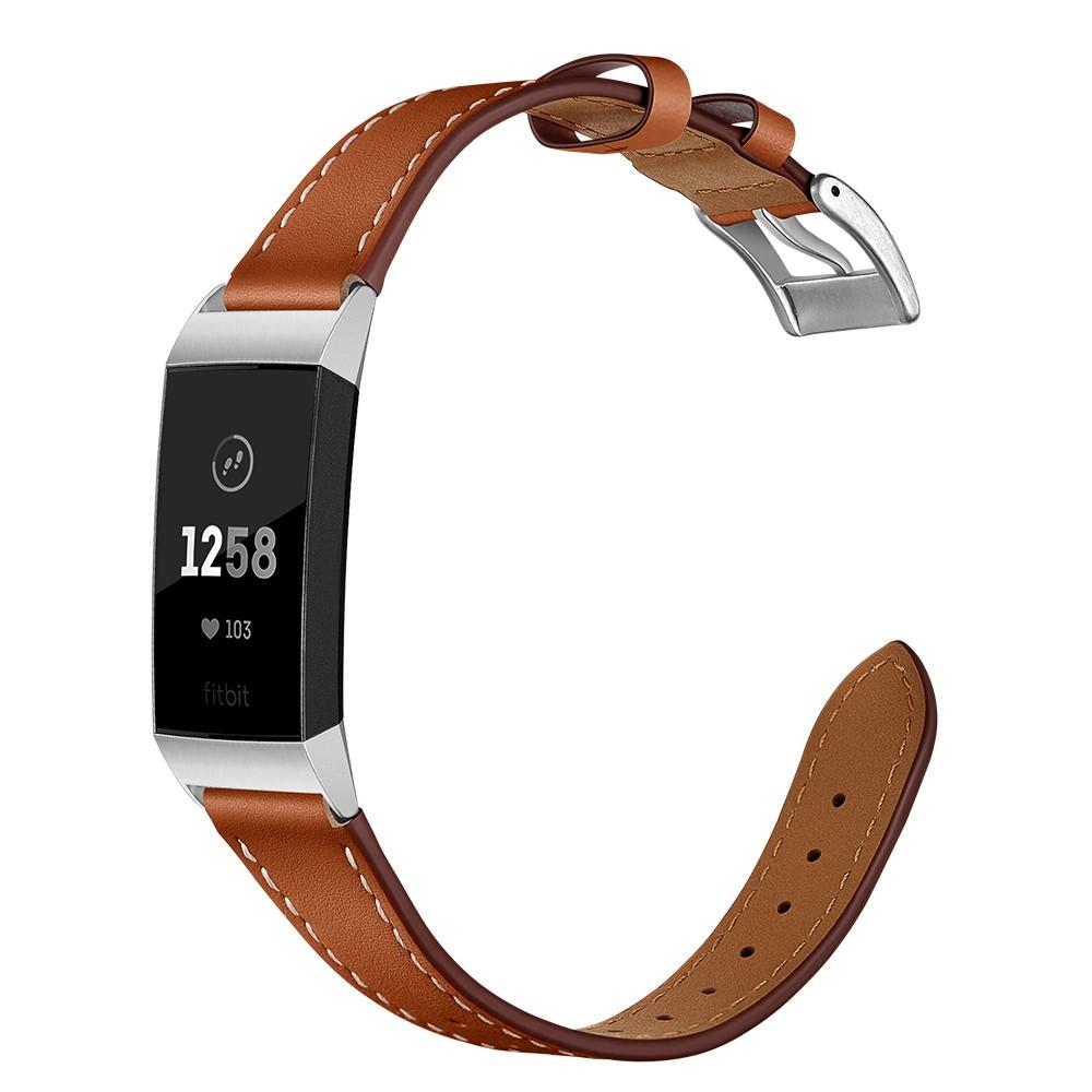 Nahkaranneke Fitbit Charge 3/Charge 4 Ruskea