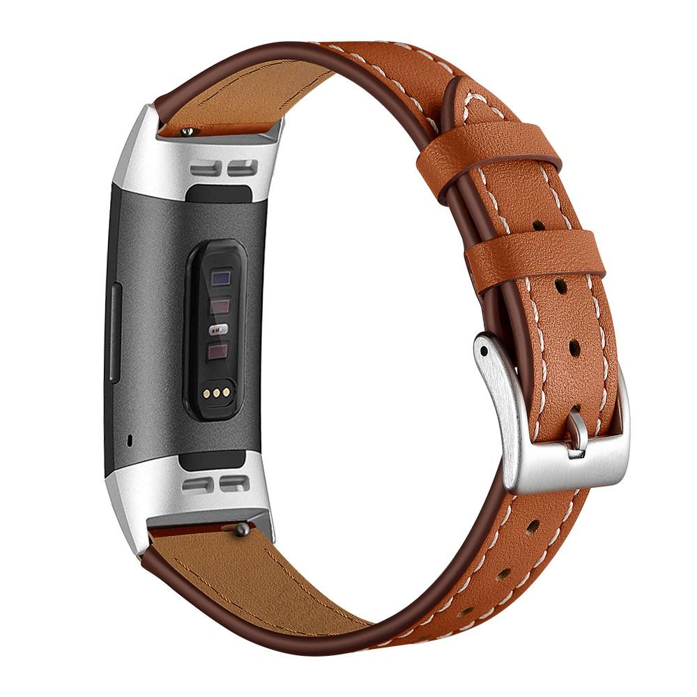 Nahkaranneke Fitbit Charge 3/Charge 4 Ruskea