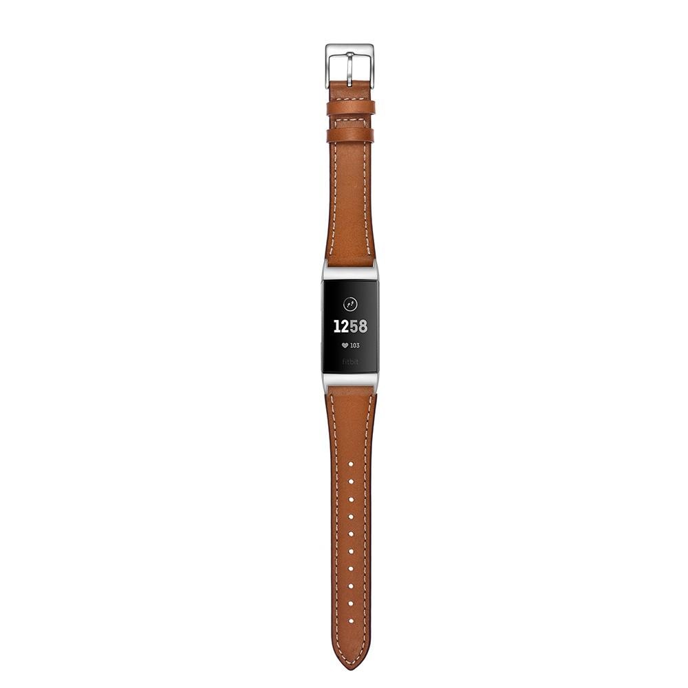 Nahkaranneke Fitbit Charge 3/Charge 4 Ruskea