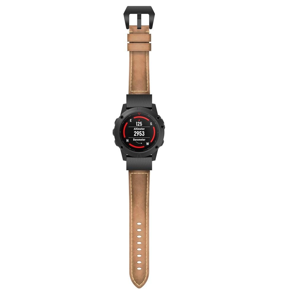 Nahkaranneke Garmin Fenix 7 ruskea