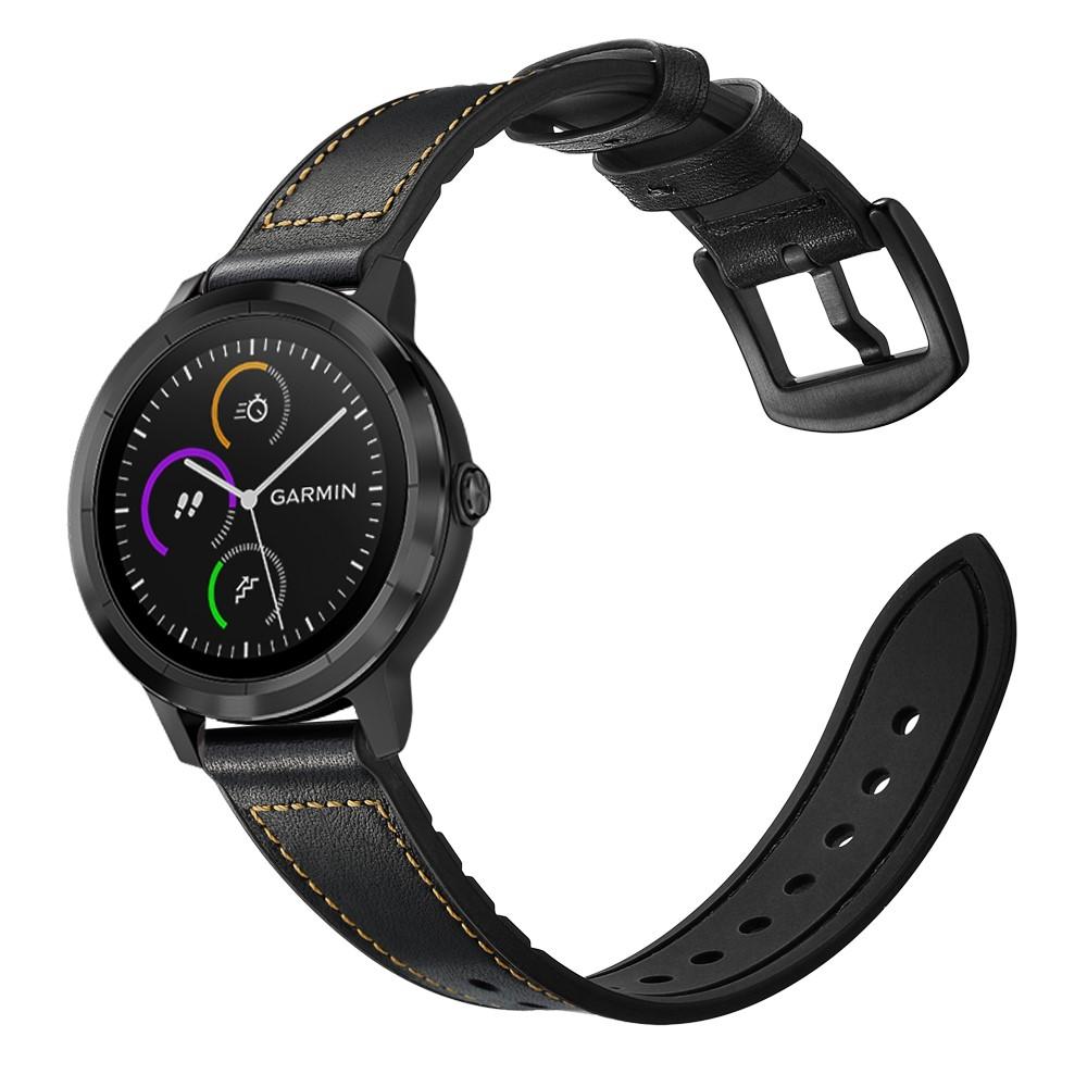 Nahkaranneke Garmin Vivoactive 3/Venu/Venu 2 Plus musta