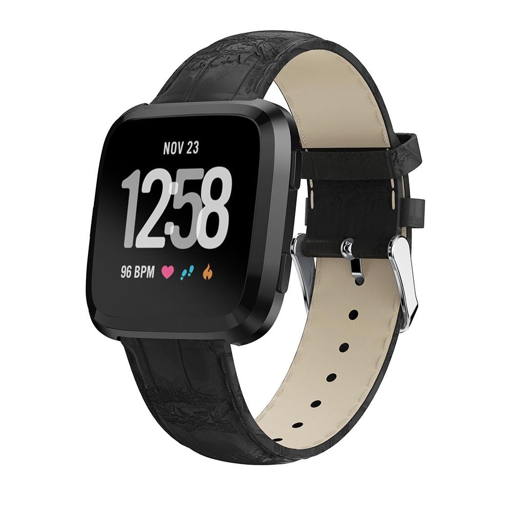 Nahkaranneke Krokodil Fitbit Versa/Versa 2 musta