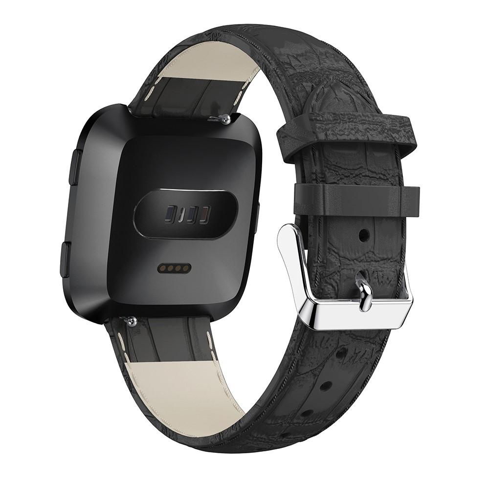 Nahkaranneke Krokodil Fitbit Versa/Versa 2 musta