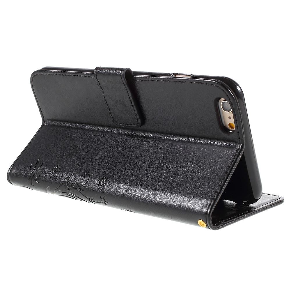 Nahkakotelo Perhonen iPhone 6/6S Musta